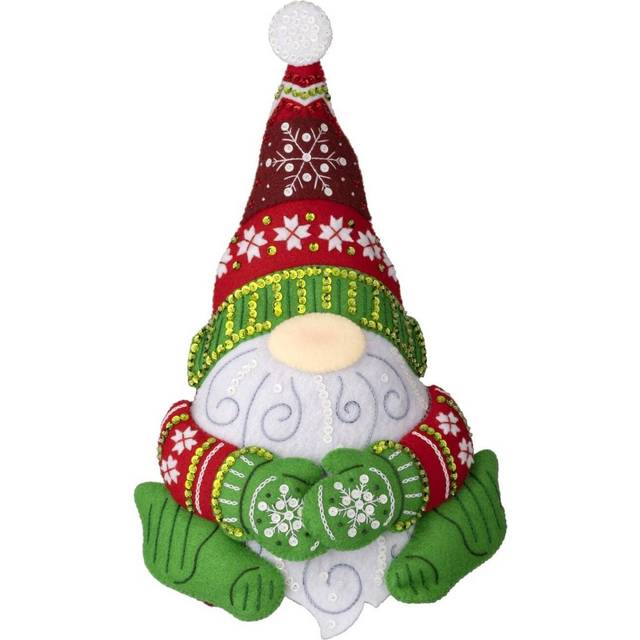 Bucilla Felt Applique Holiday Door Stopper Making Kit  Nordic Gnome  Perfect for DIY Arts and Crafts  89641E  Multi