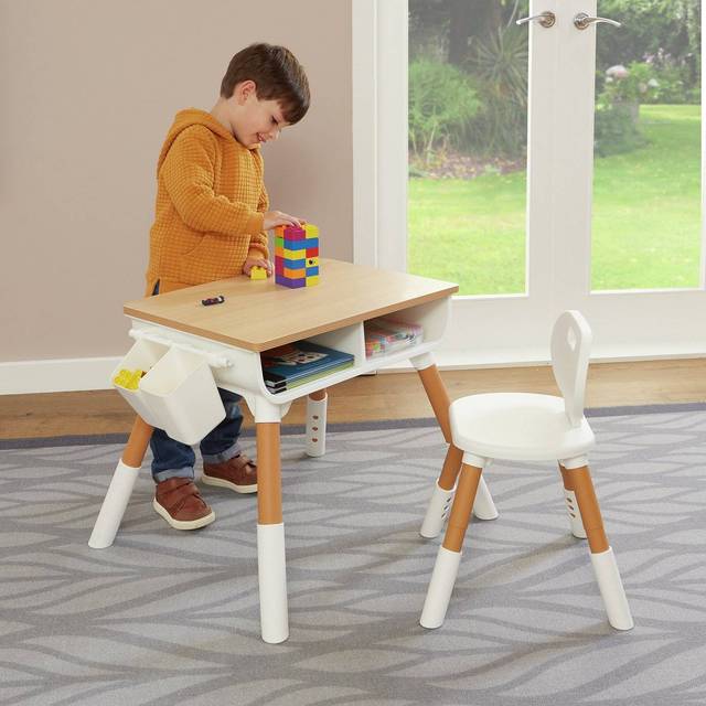 Liberty House Toys Kids Scandi Height Adjustable Table And Chair Set, Brown