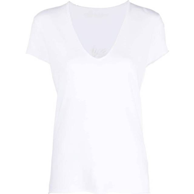 Zadig&voltaire Womens Blanc Story V-neck Fishnet-pattern Cotton T-shirt Xs - BLANC