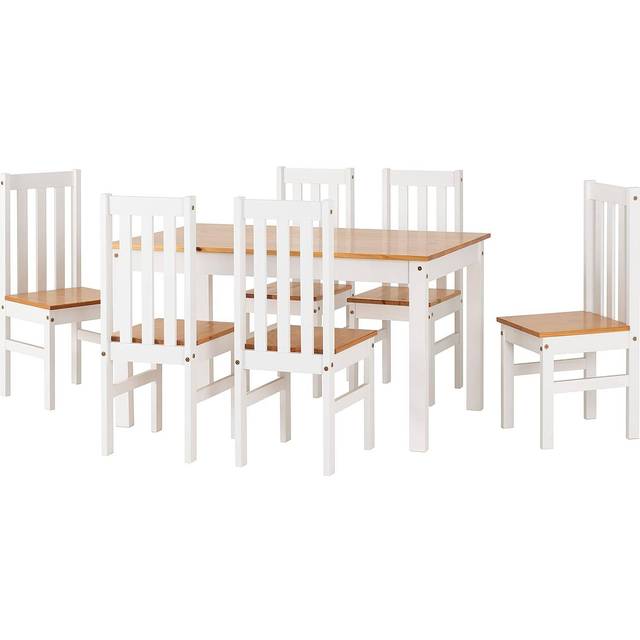 Ludlow Dining Set With 6 Chairs - White and Oak lacquer