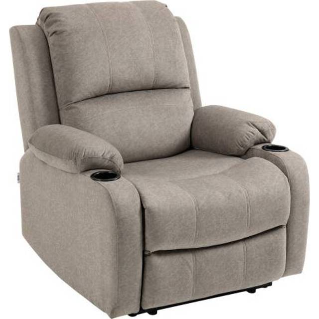 Homcom Microfibre Recliner Armchair, With Adjustable Leg Rest, Cup Holder, For Home Living Room, Brown