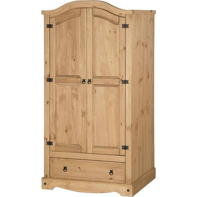 Mercers Furniture Corona 2 Door 1 Drawer Arch Top Wardrobe Solid Pine With Mexican Styling, Brown