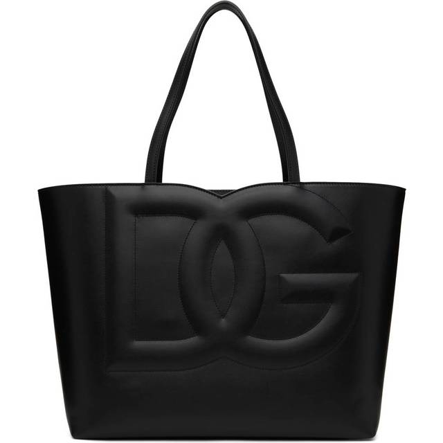 Dolce & Gabbana Women's Dg Logo Leather Medium Tote Bag in Black | BB7338AW576 (One Size)