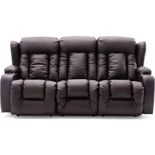 More4Homes Caesar 3 Seater Electric High Back Bonded Leather Recliner Sofa in Brown