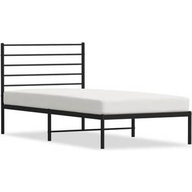 vidaXL Metal Bed Frame without Mattress with Headboard Black 75x190cm