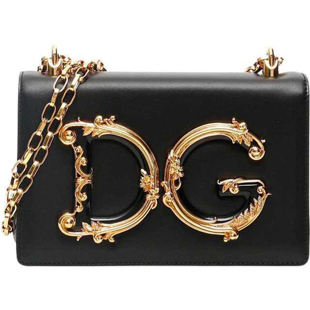 Black Shoulder Bag with Gold-tone Logo