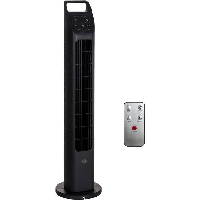 HOMCOM Oscillating Tower Fan Cooling With Remote 4H Timer For Home Office, Black