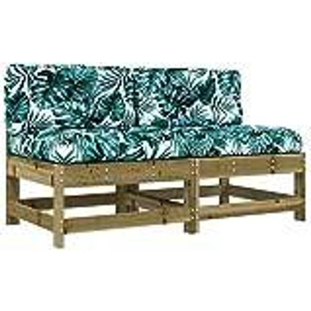 vidaXL Middle Sofas with Cushions 2 pcs Impregnated Wood Pine - Brown