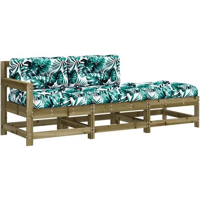 vidaXL 3 Piece Garden Lounge Set with Cushions Impregnated Wood Pine - Brown