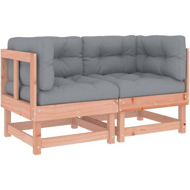 vidaXL Corner Sofas with Cushions 2 pcs Solid Wood Douglas - Brown