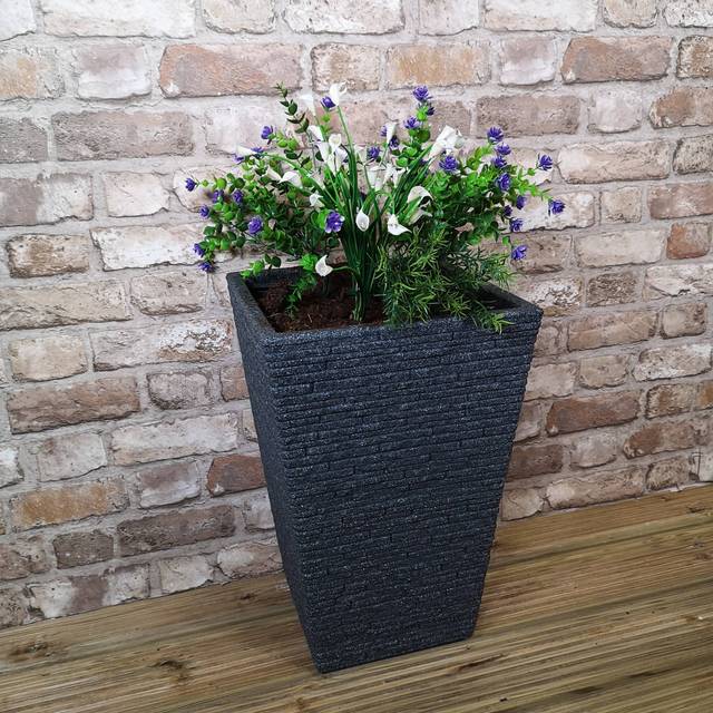 Samuel Alexander 45cm Tall Plastic Ash Grey Slate Effect Garden Patio Trough, Grey