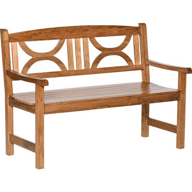 Outsunny 2-Seater Wooden Garden Bench Outdoor Patio Loveseat Natural | TJ Hughes