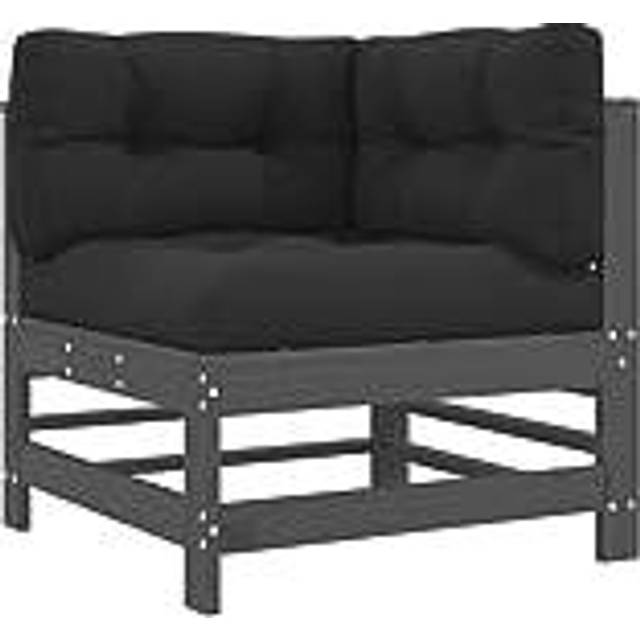Corner Sofa with Cushions Grey Solid Wood Pine Vidaxl