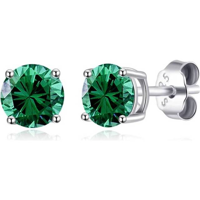 Sterling silver may (emerald coloured) birthstone earrings
