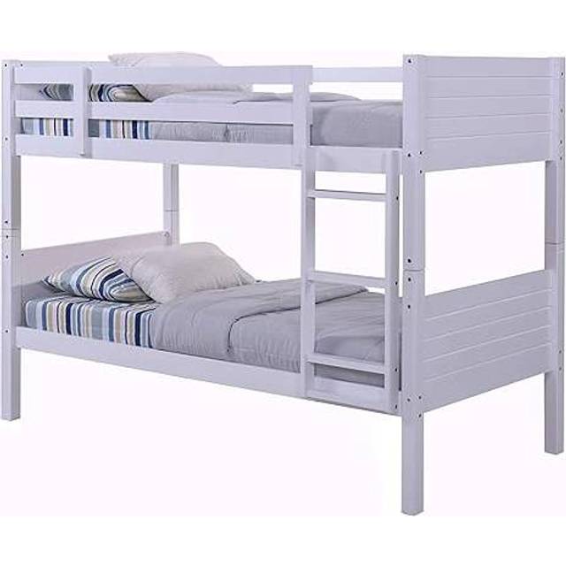 Humza Amani - Lala White Wooden Bunk Bed, Converts To 2 Small Single Beds, Frame Only - 2FT6 Small Single