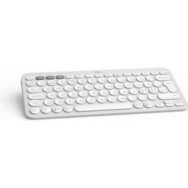 Logitech Pebble Keys 2 K380s – trådlöst Bluetooth-tangentbord för flera enheter med anpassningsbara genvägar, tunt och bärbart, Easy-Switch för Windows, macOS, iPadOS, Android, ChromeOS - Vit