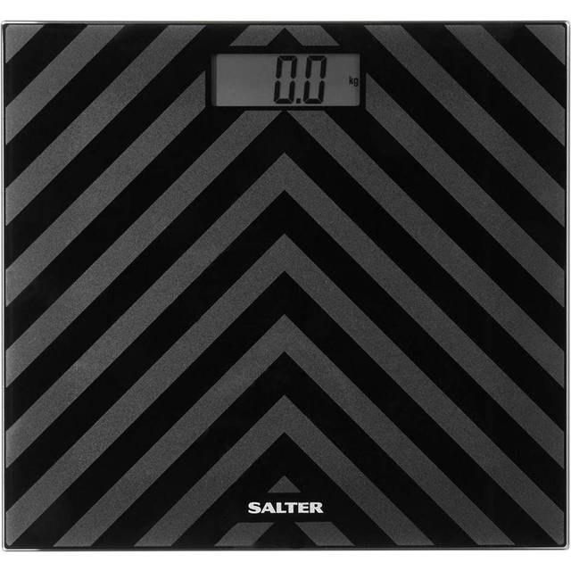 Salter digital bathroom scale 180kg capacity lcd display black chevron design