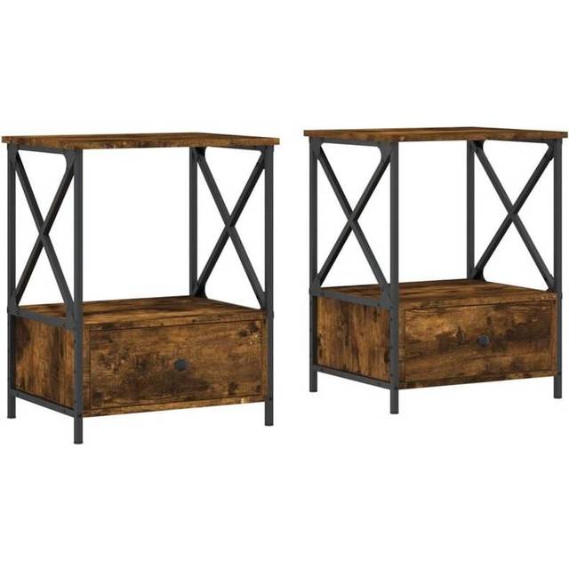 vidaXL Bedside Tables 2 pcs Smoked Oak 50x41x65 cm Engineered Wood - Brown