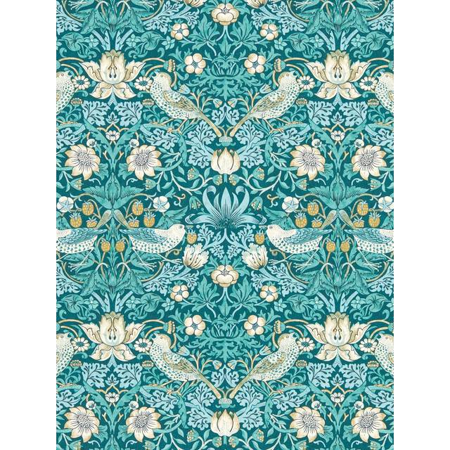William Morris Strawberry Thief Wallpaper Deep Teal W0171/06