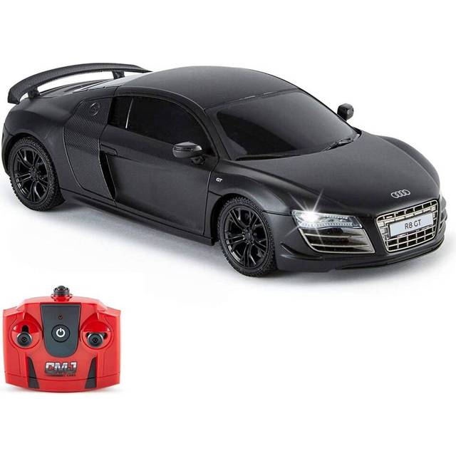 CMJ Cars AUDI R8 GT, Official Licensed Remote Control Car with Working Lights, Radio Controlled RC 1:24 Scale, 2.4Ghz Matt (MATT BLACK) Great Toy for