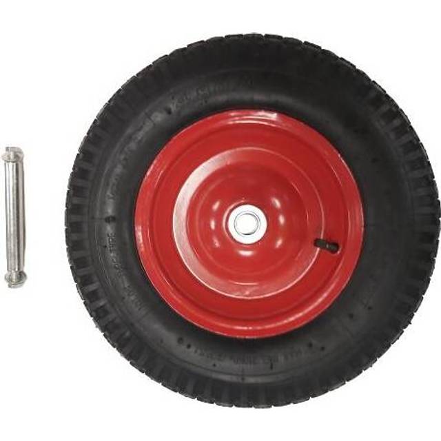 "Replacement 15"" x 3.4"" Pneumatic Heavy Duty Garden Wheelbarrow Wheel & Axel In Red"