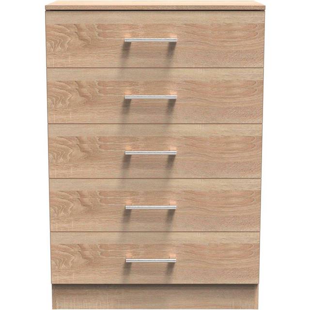 Welcome Furniture Ready Assembled Devon 5 Drawer Chest In Bardolino Oak, Brown