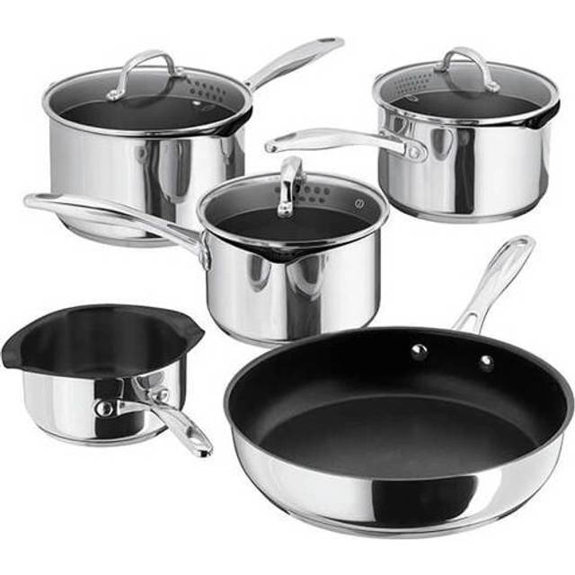 Stellar 7000 Set of 5 Stainless Steel Non-Stick Draining Saucepans, 14/16/18/20/24cm (5)