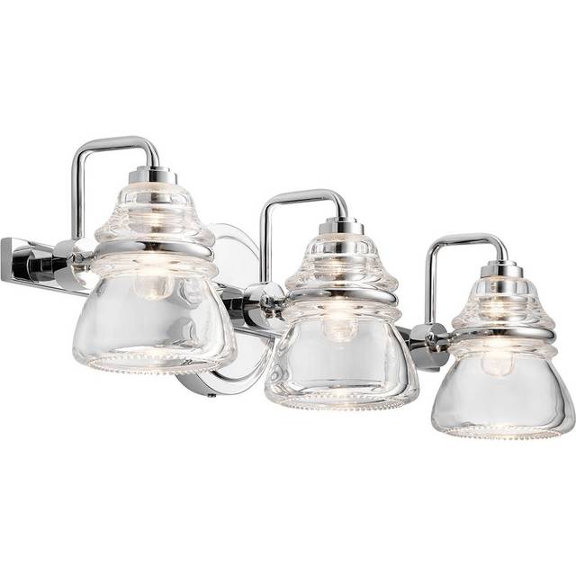 Kichler Talland Triple IP44 Wall Light in Polished Chrome with Clear G