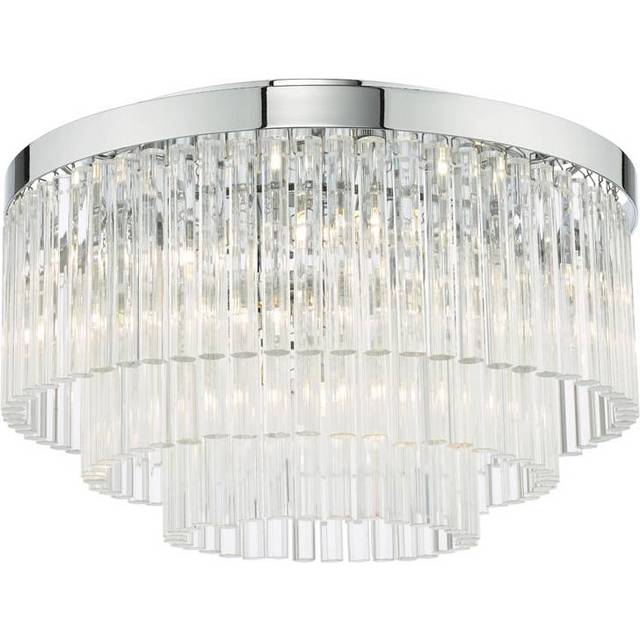 Dar Lighting Group LOG5408 Logan 5 Light Flush Polished Chrome Glass