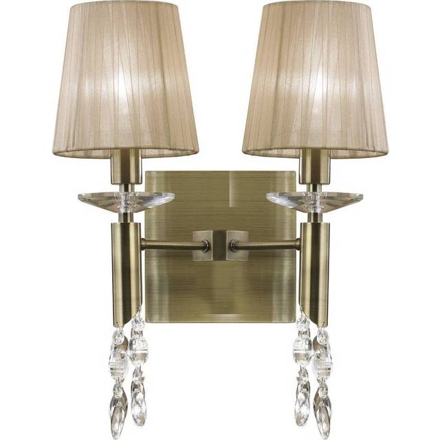 Mantra M3883/S Tiffany Wall Lamp Switched 2+2 Light E14+G9 Antique Bra