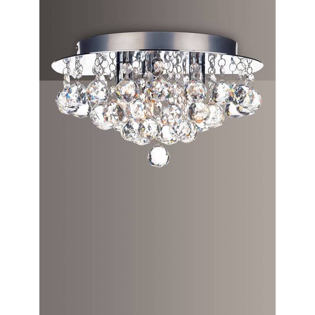 dar lighting PLU5250 Pluto 3 Light Flush Polished Chrome Crystal Glass Droppers