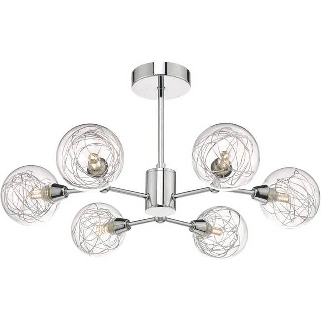 Dar Lighting Group Dar TYK6450 Tyka 6 Light Semi Flush Polished Chrome