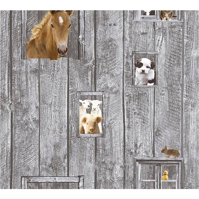AS Creation Little Stars Animals Wallpaper Wood Planks Farm Paste The Wall