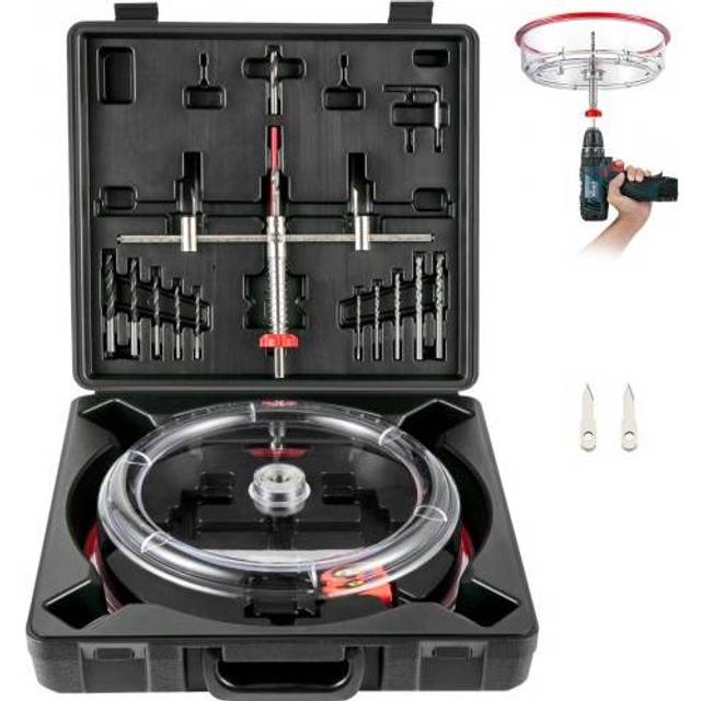 Mophorn - Adjustable Hole Saw Cutter Kit, 1-5/8' to 8' (40-200 mm), Twin Blade Recessed Hole Saw with pc Dust Shield, Replaceable Pilot Drill Bits,