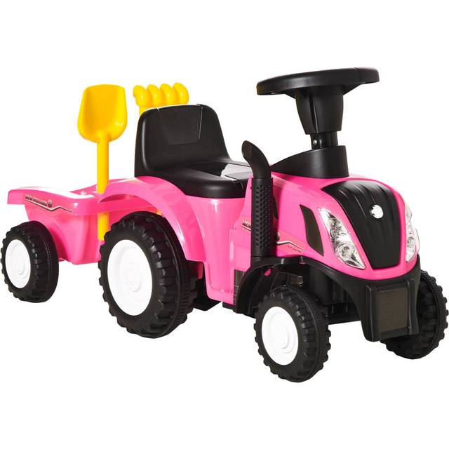 Homcom Ride On Tractor Toddler Walker Foot To Floor Slider W/ Horn Storage Steering Wheel For 1-3 Years Old Pink