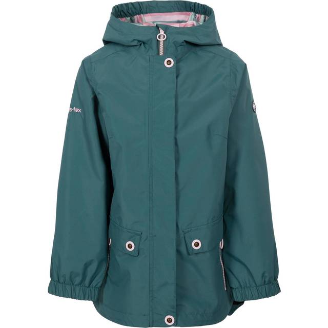 Trespass girls waterproof windproof hooded long jacket flourish