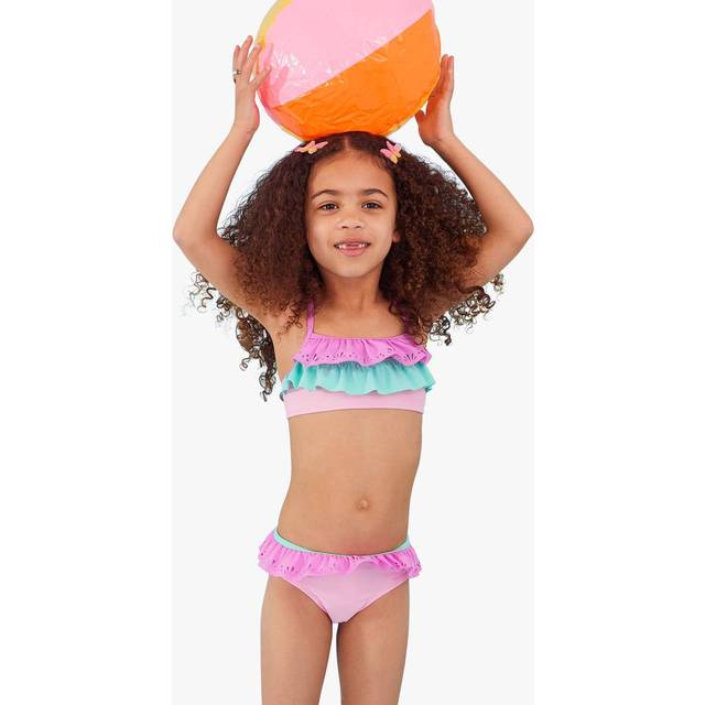 Accessorize Kids Laser Cut Ruffle Bikini Set with Recycled Polyester - Aqua