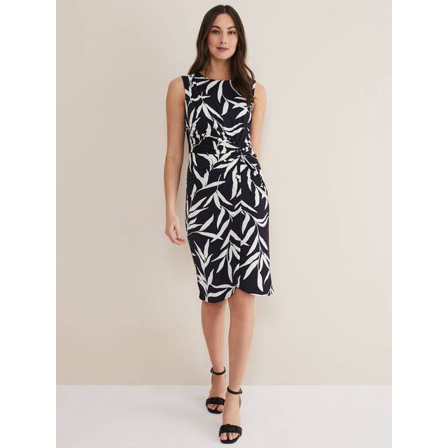 Phase Eight Women's Joanna Leaf Print Bodycon Dress - Navy/Ivory - 26
