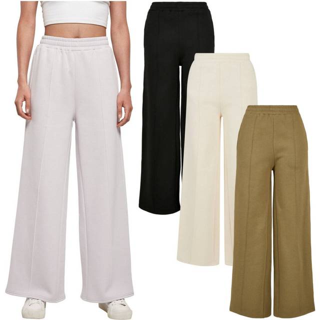 Urban Classics Dambyxor joggingbyxor med dekorativa veck fram och bak, sweatpants med elastiskt midjeband och breda ben, slagbyxor, storlek XS till 5XL, Softlilac, S