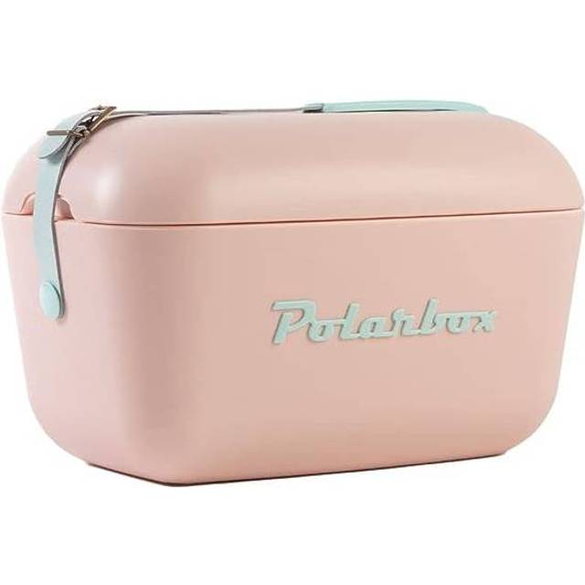 Polarbox 20L Nude and Cyan Retro Portable Coolbox - Pink - 44.7 x 30.2 x 28.9cm
