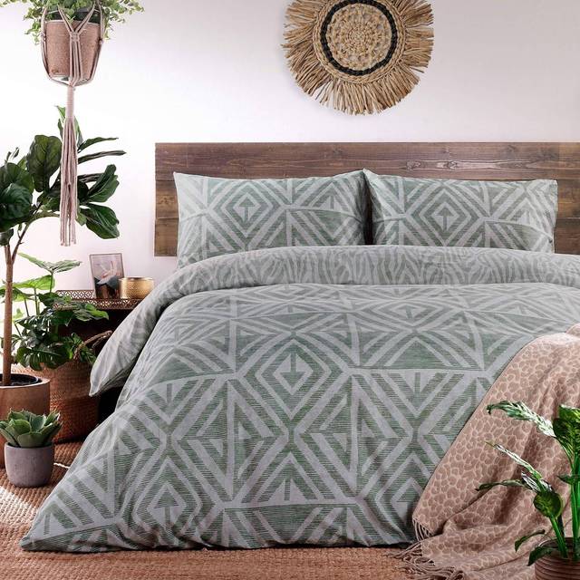 furn. Tanza King Size Desert Sage Duvet Set - Green
