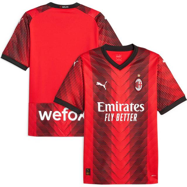 Puma AC Milan Home Mens Short Sleeve Jersey 2023/2024 Colour: Red/Black, Size: XXL