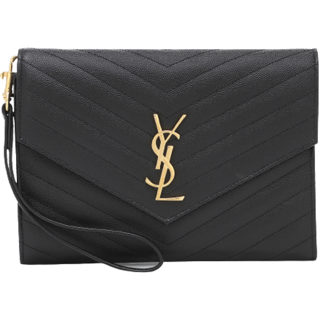 Saint Laurent Cassandre matelasse leather clutch - black (One Size)