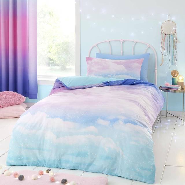 Catherine Lansfield Ombre Rainbow Clouds Duvet Cover Bedding Set Pastel - Multi