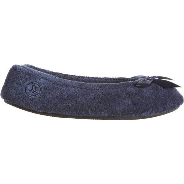 Isotoner Women&#39;s Terry Classic Ballerina Slippers - Navy 2XL (2XL)