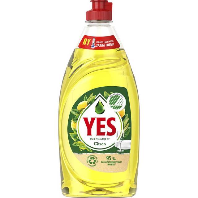 Yes Diskmedel Citron med en rik formula för skinande ren disk, effektivt avlägsnande av ingrodda matrester och fantastisk fruktig och blommig doft 520ml