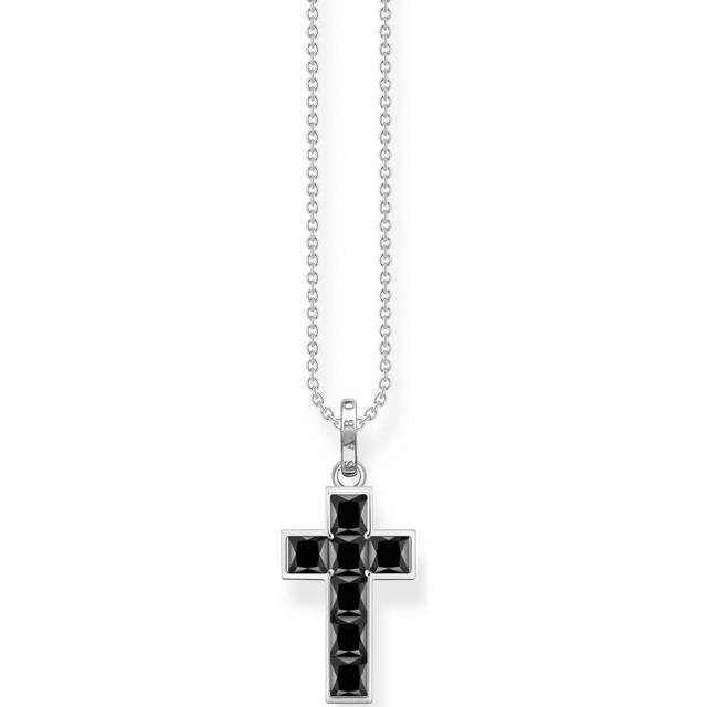 Thomas Sabo | Halsband kors med svarta stenar silver | Silver | 40-45 cm