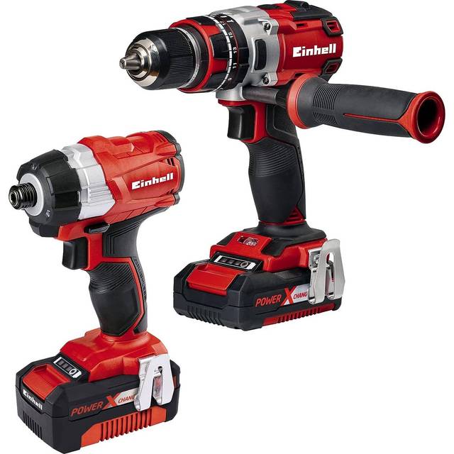 Einhell - Power x Change 18V Brushless Combi Hammer Drill + Impact Driver 4ah 2ah