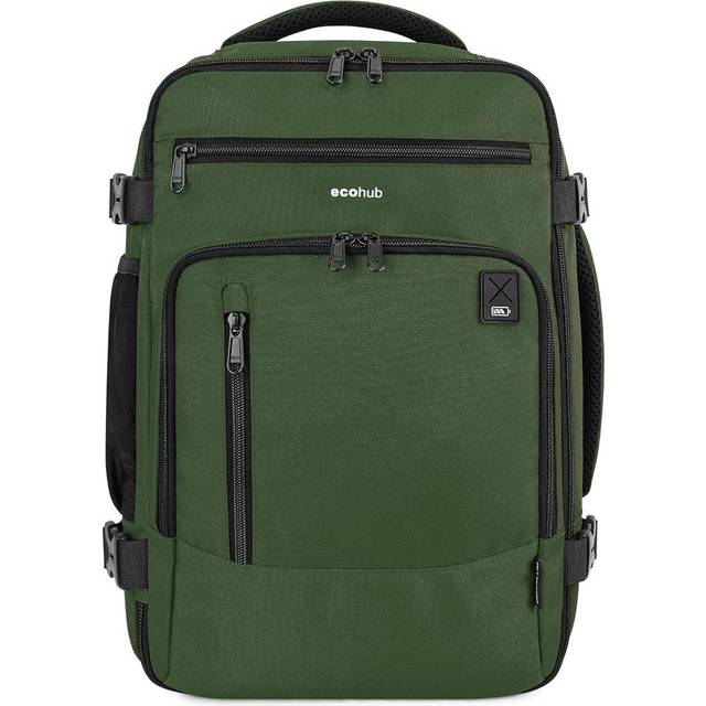 ECOHUB Ryanair kabinväska 40x20x25 Travel Handbagage Ryggsäck Återvunnen PET miljövänlig Väska för bagage under sätet 20L Patented(Grön)