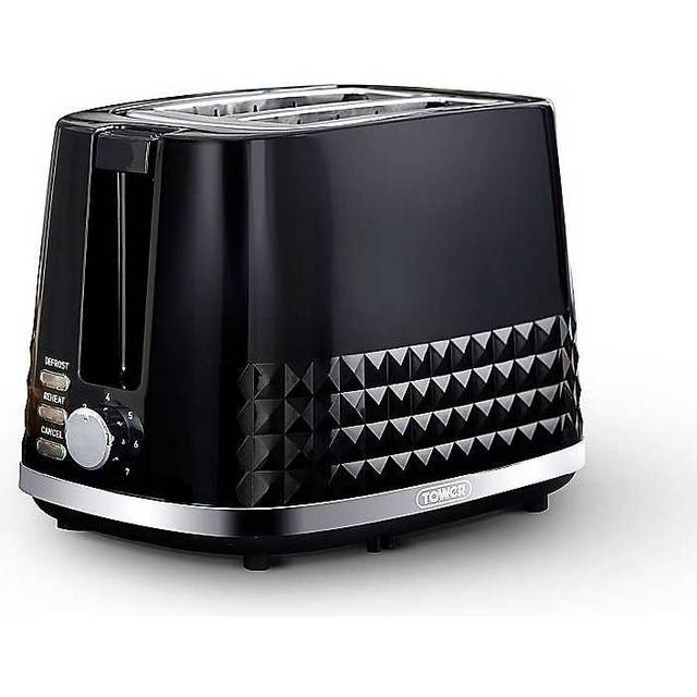 Tower T20082Blk Solitaire 2-Slice Toaster 850W - Black With Chrome Accents - One Colour
